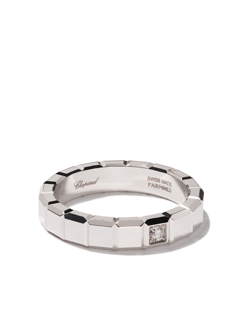 Chopard 18k白金Ice Cube钻石戒指 - 银色