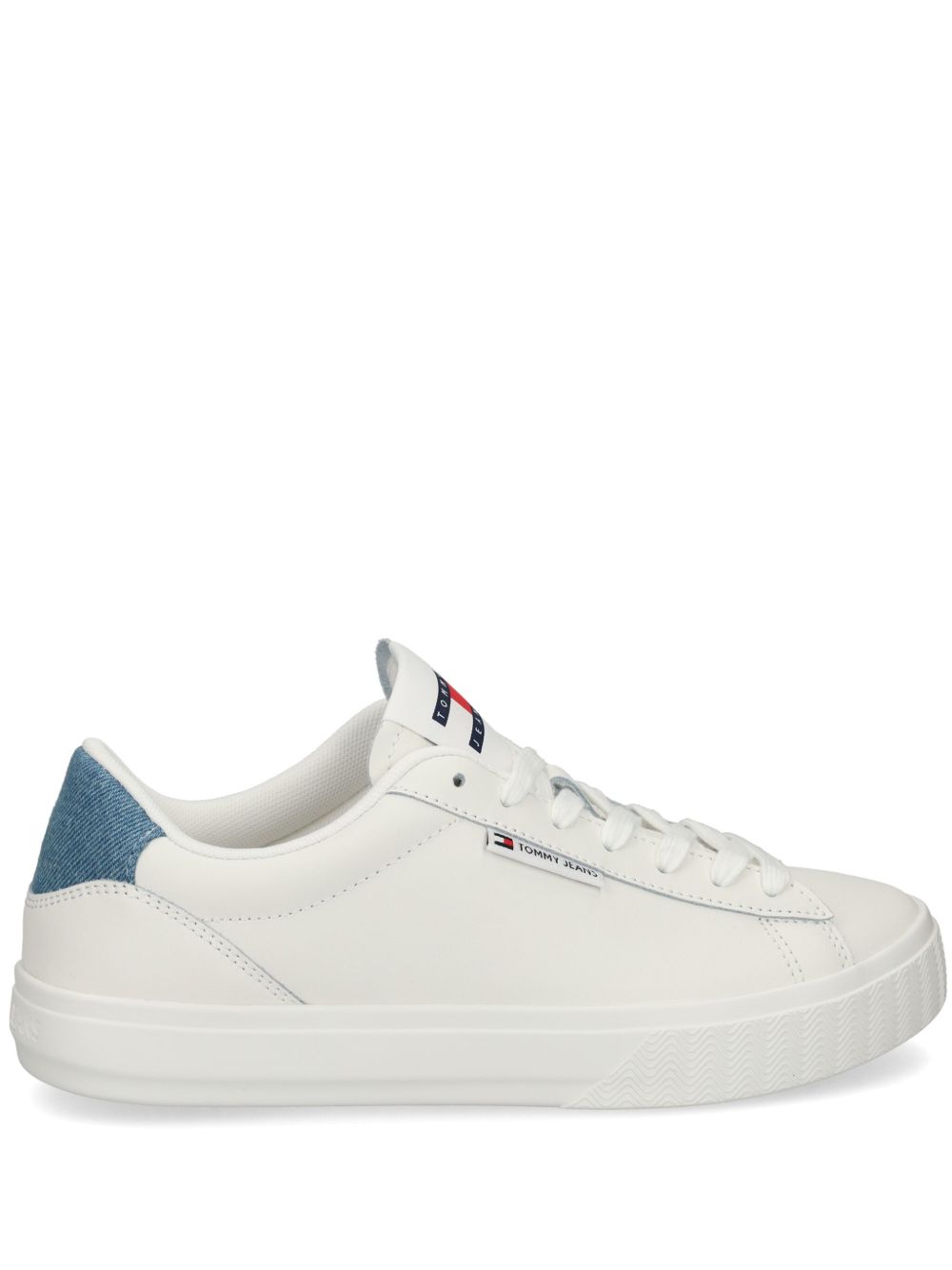 Tommy Jeans 牛仔边饰皮质运动鞋 - 白色