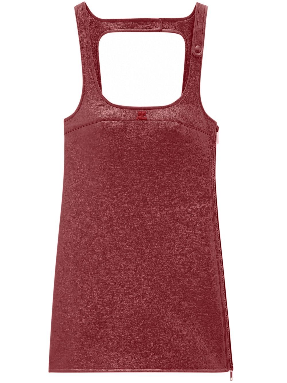Courrèges logo刺绣细节迷你连衣裙 - 红色