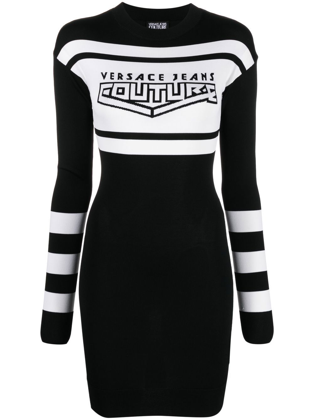 Versace Jeans Couture 范思哲 logo印花平纹针织连衣裙 - 黑色