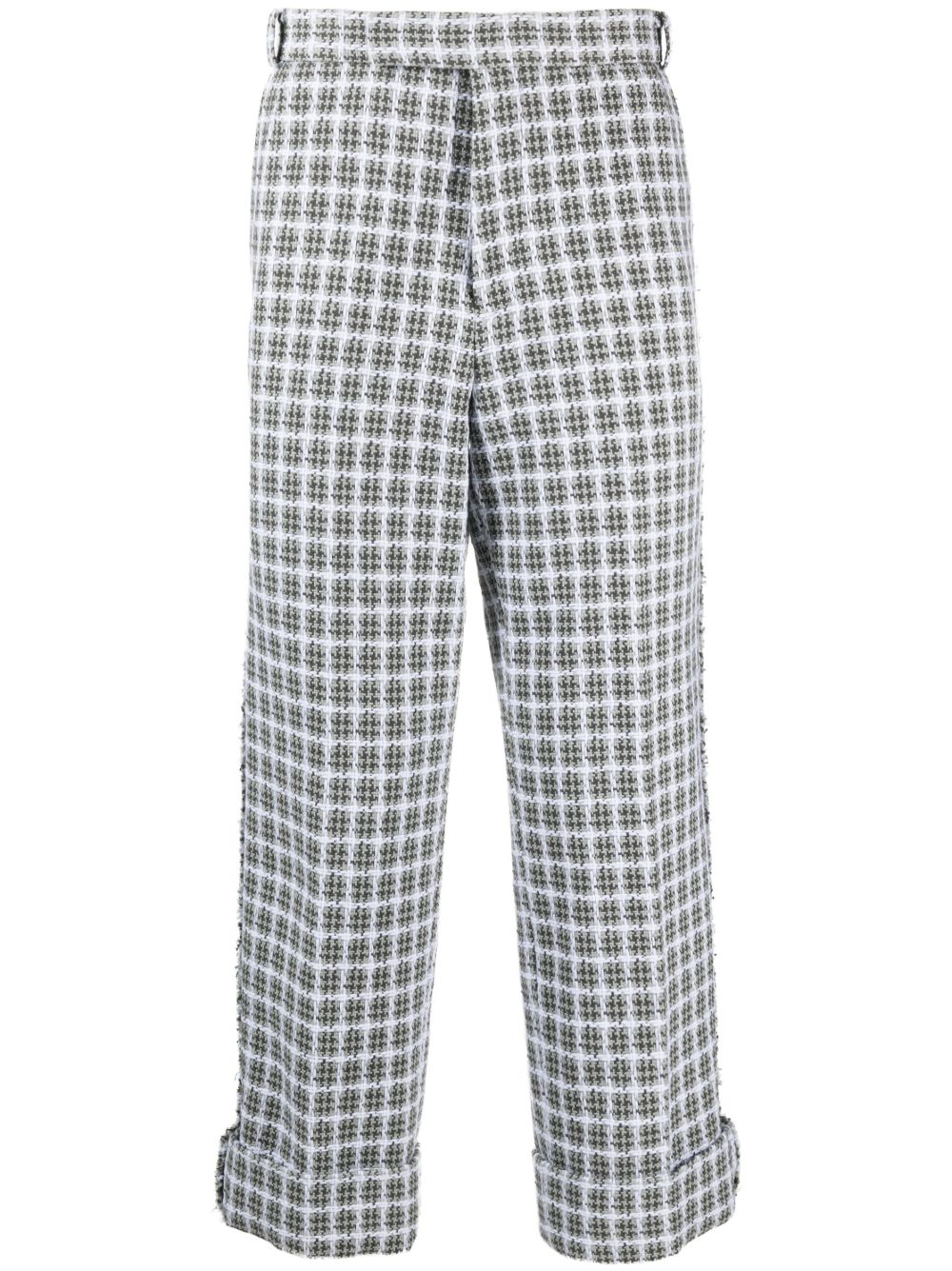 Thom Browne 背带细节格纹西裤 - 灰色