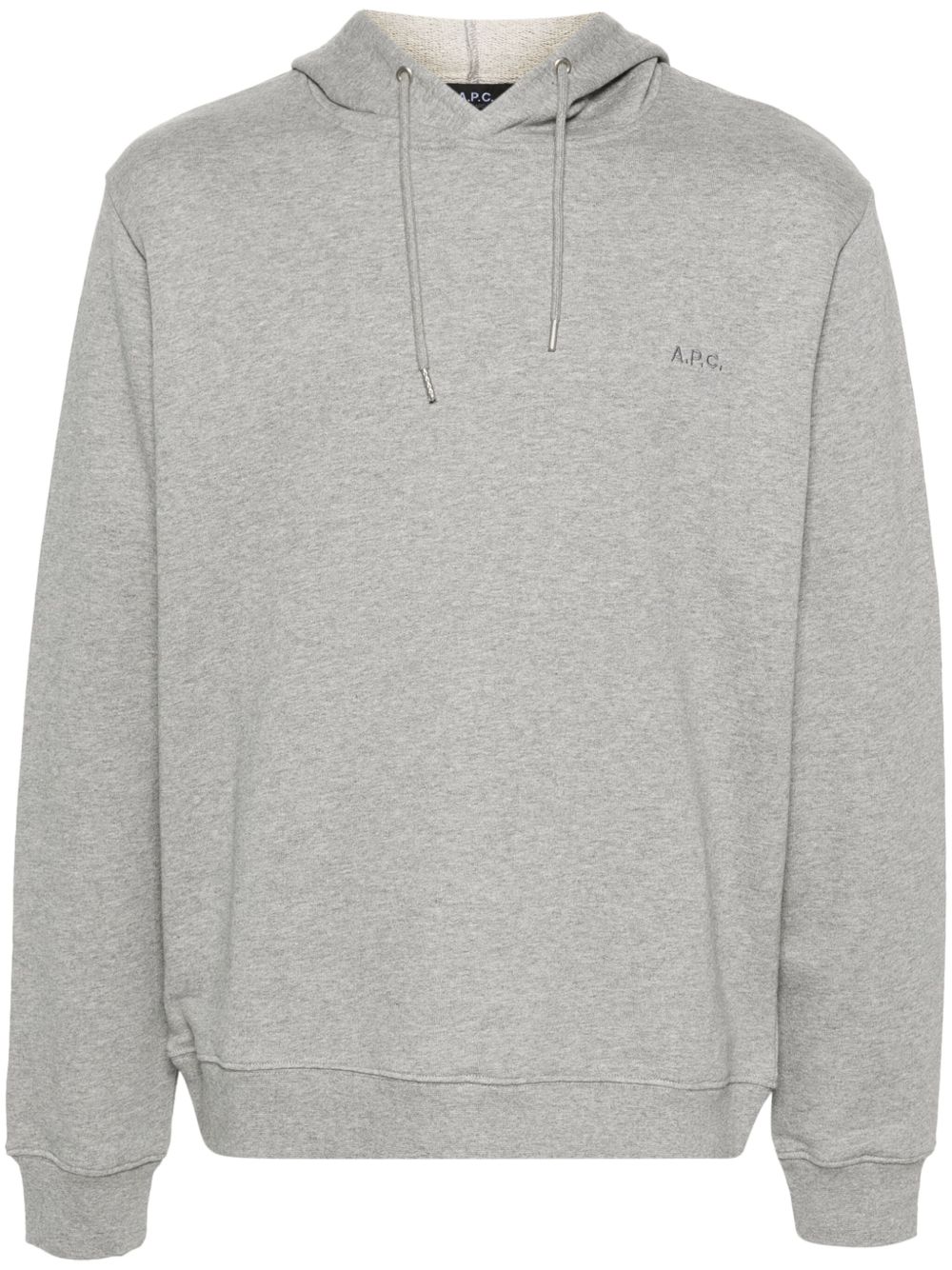 A.P.C. logo刺绣棉连帽衫 - 灰色