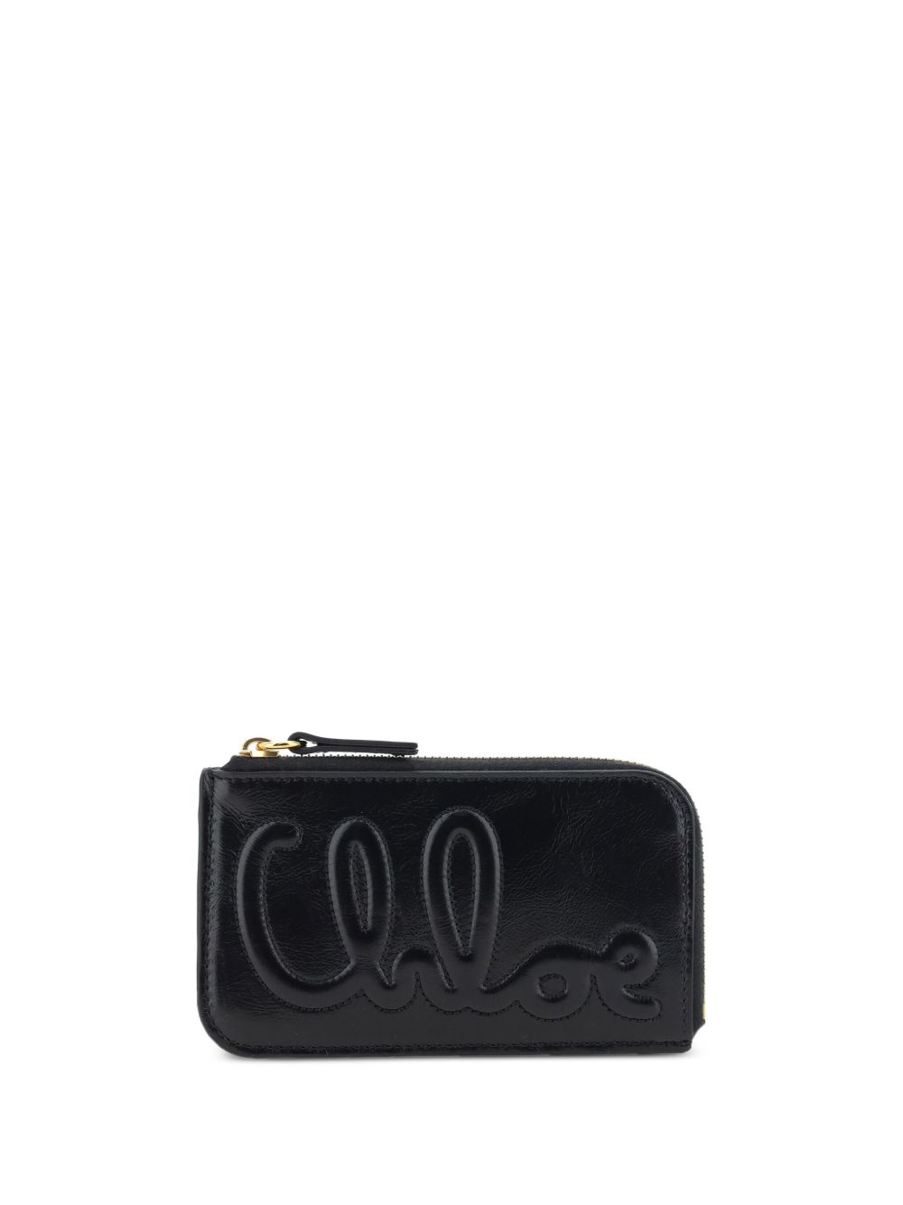 Chloé logo压纹皮质钱包 - 黑色