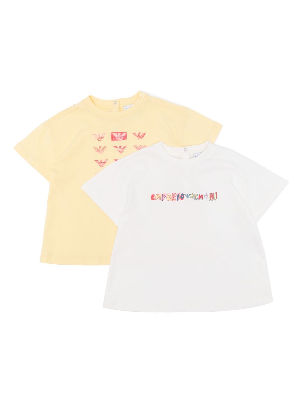Emporio Armani Kids logo印花棉T恤 - 黄色