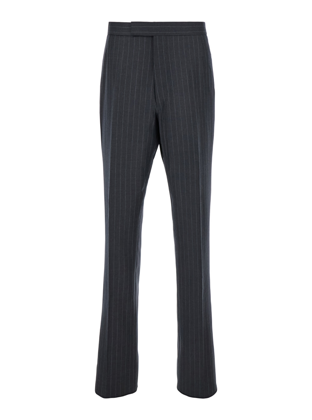 Thom Browne 灰色细条纹羊毛男士隐形闭合长裤