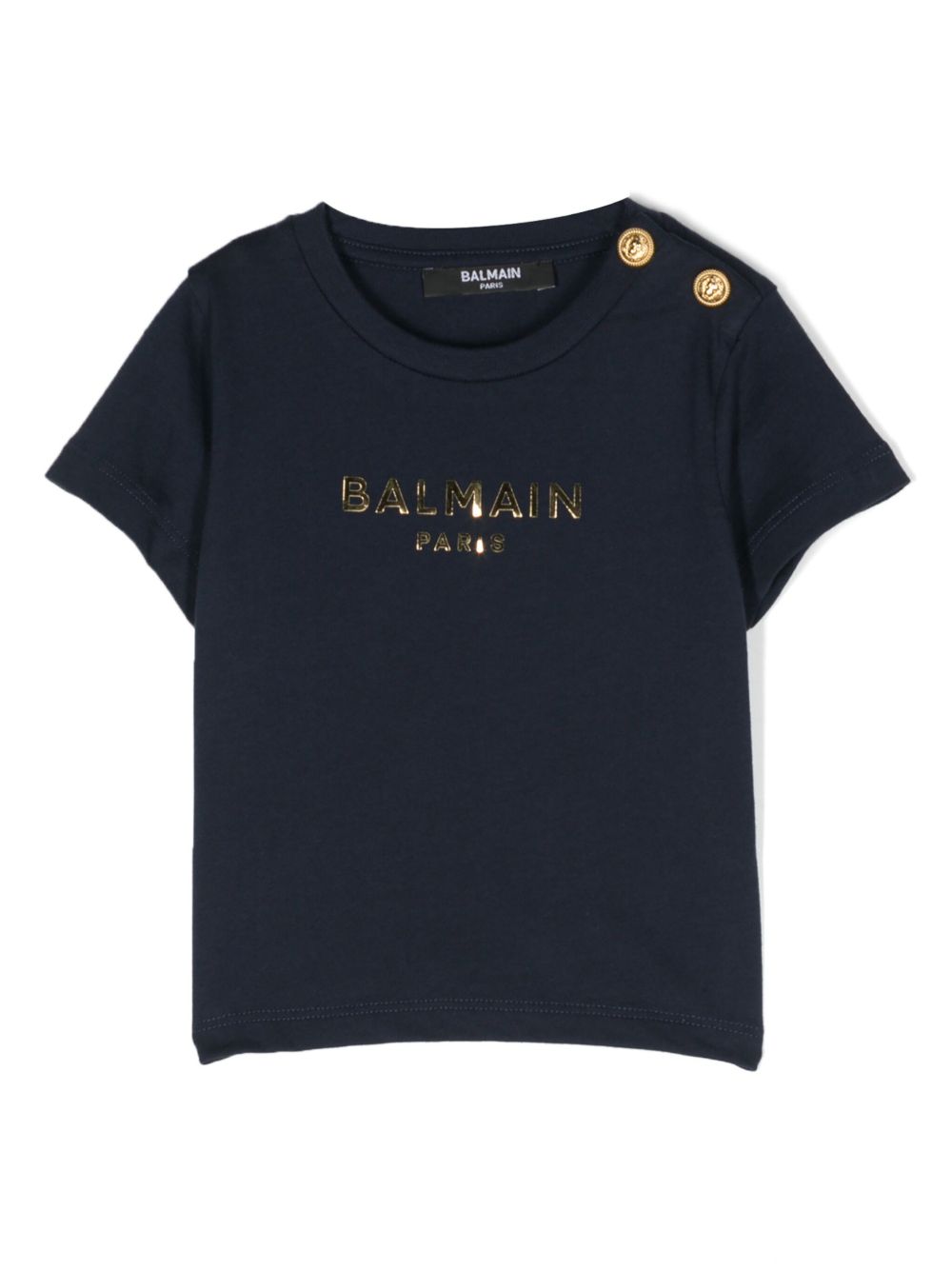 Balmain Kids 金属感logo T恤 - 蓝色