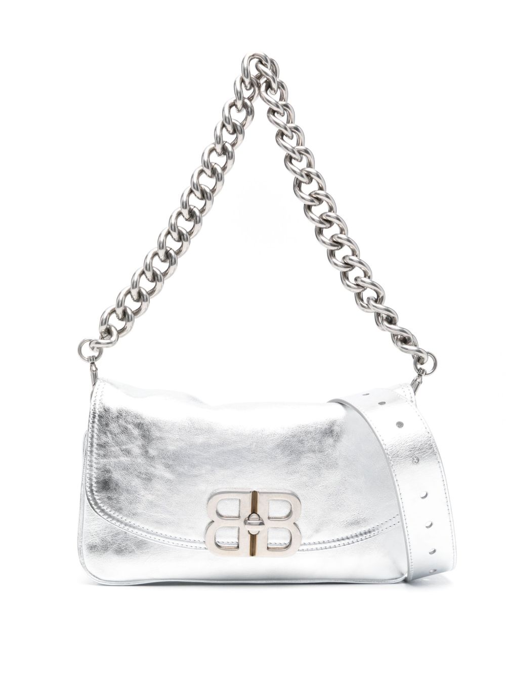 Balenciaga BB Soft Flap 小号单肩包 - 银色