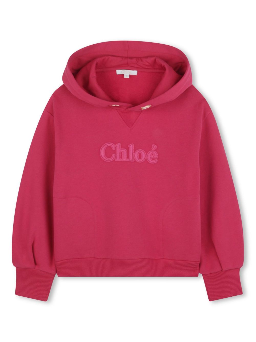 Chloé Kids logo印花棉连帽衫 - 粉色