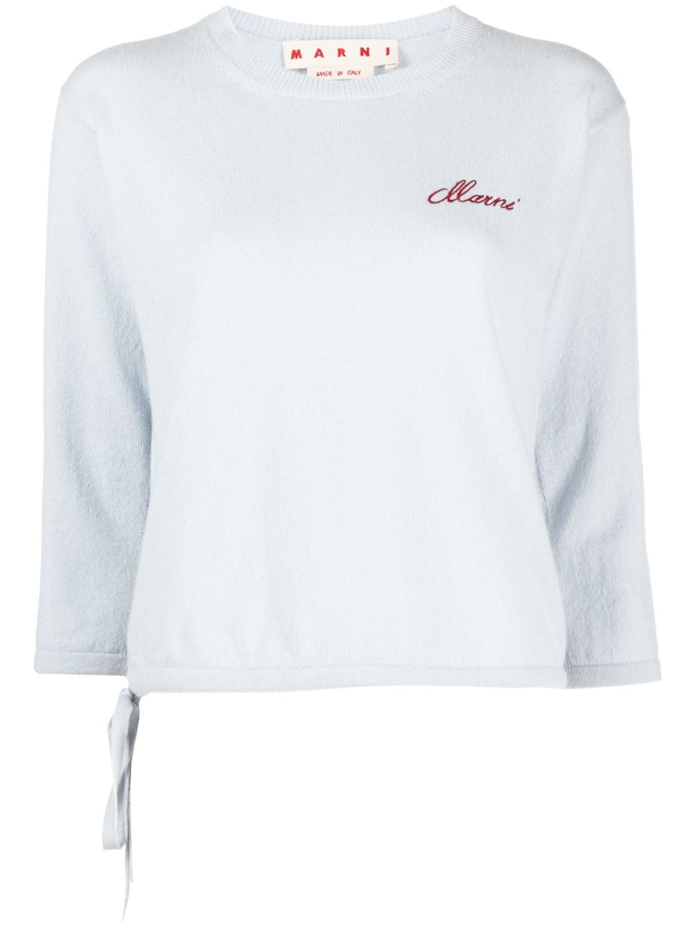Marni logo刺绣羊绒毛衣 - 蓝色