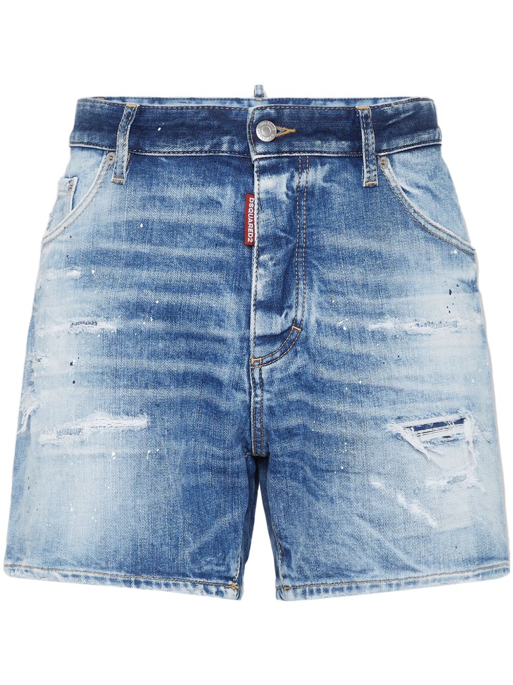 DSQUARED2 仿旧效果短裤 - 蓝色