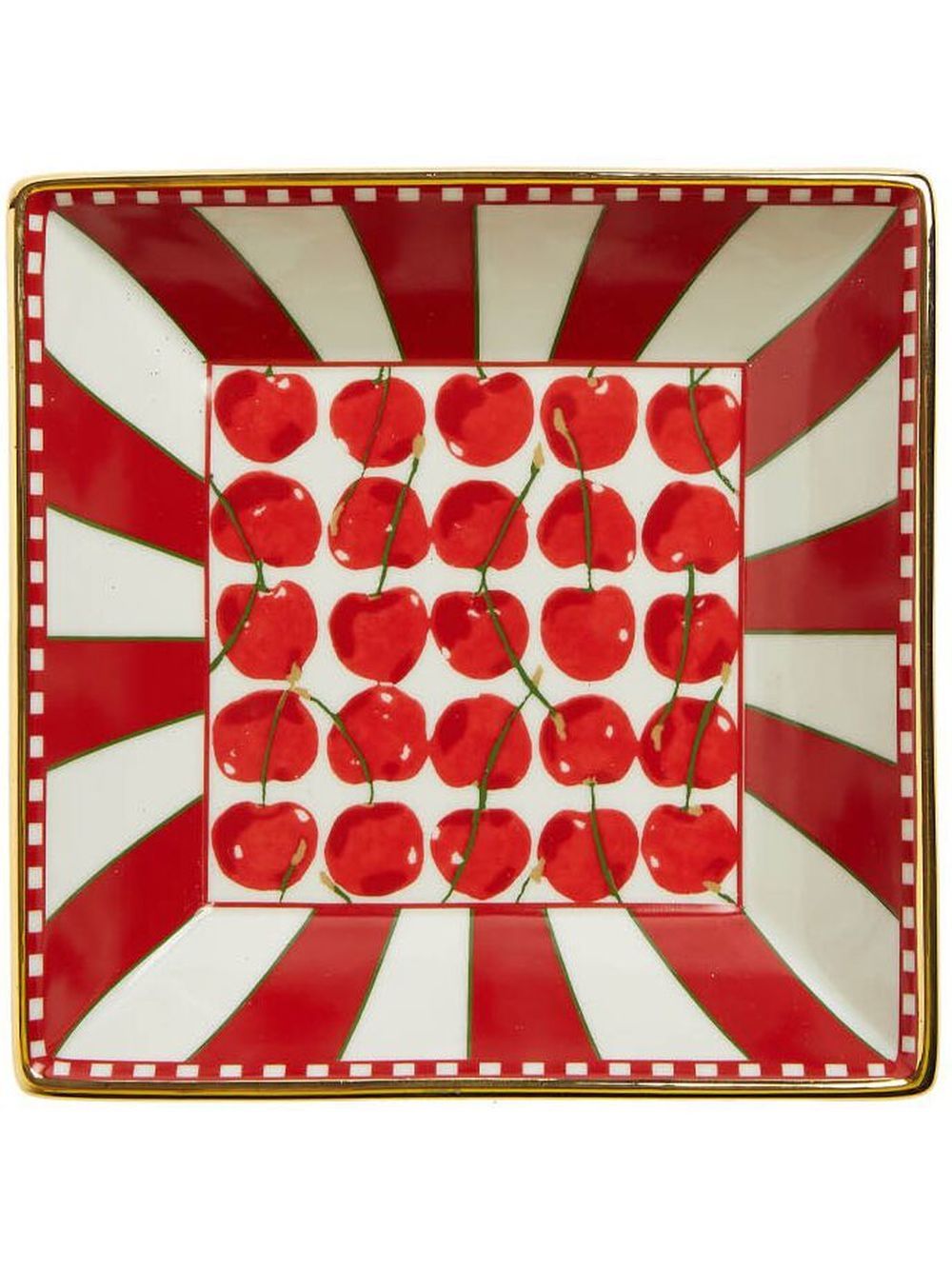 La DoubleJ Cherries Avorio 印花饰品托盘（15x15厘米） - 红色
