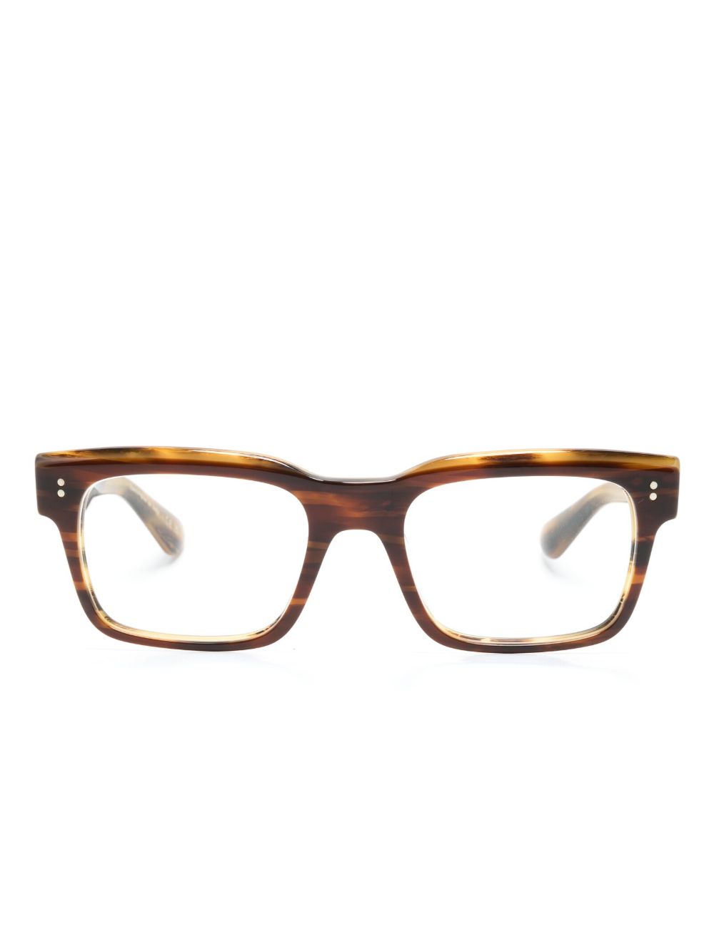 Oliver Peoples 玳瑁纹效果方框眼镜 - 褐色