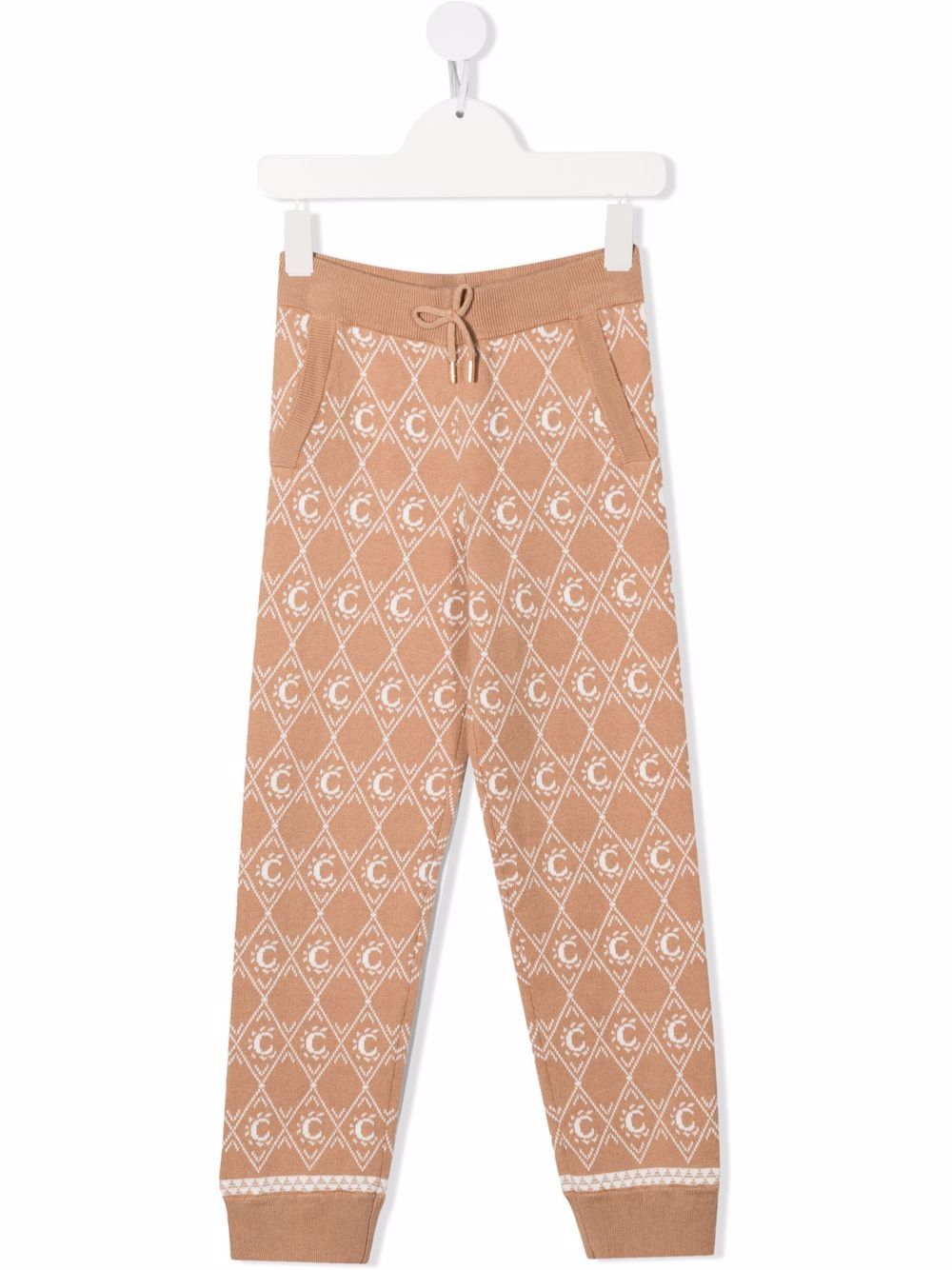 Chloé Kids C 提花针织长裤 - 中性色