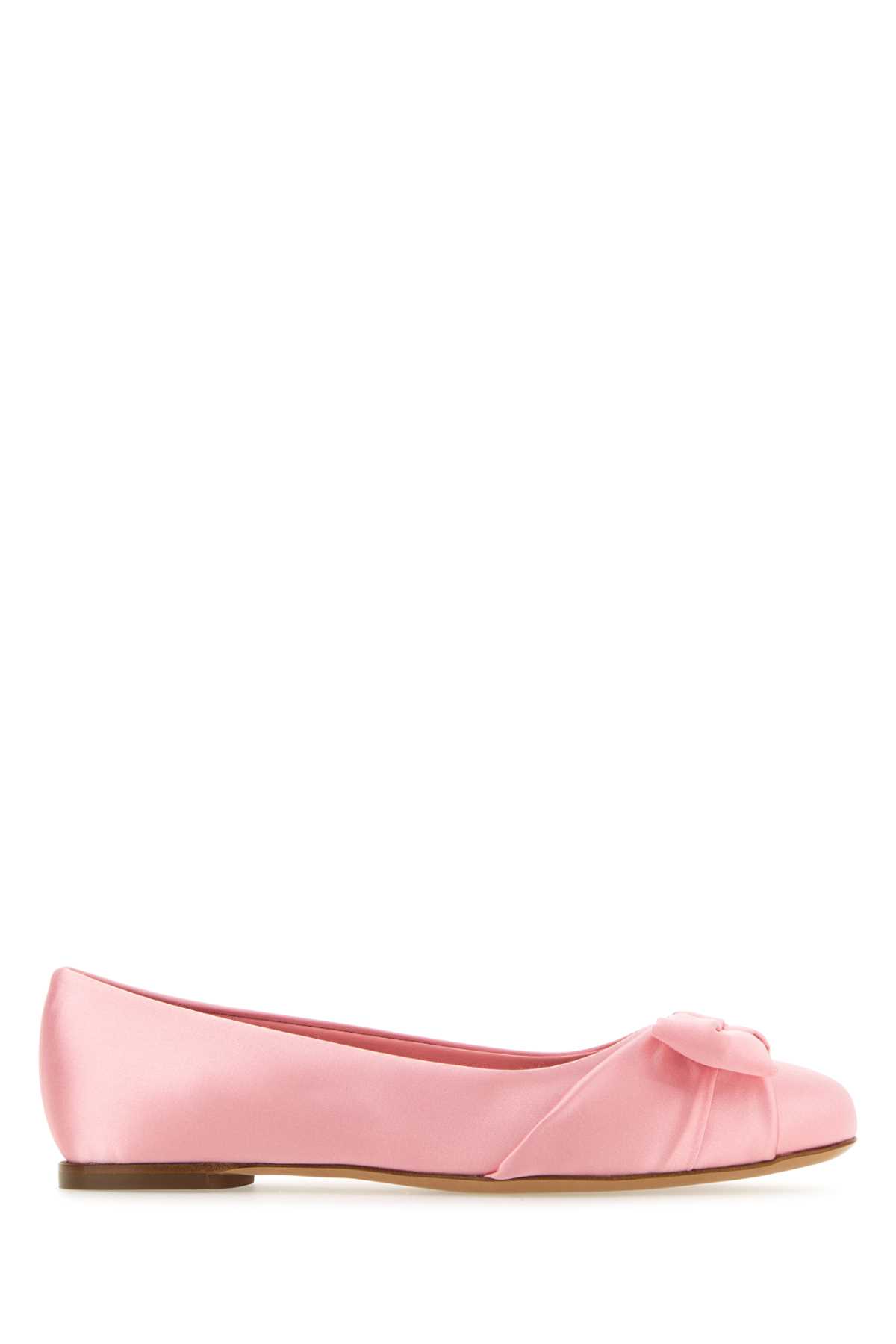 Ferragamo 粉色缎面 Varina 芭蕾舞鞋
