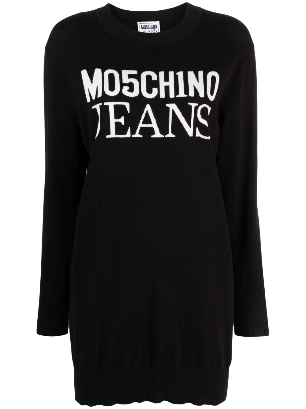 MOSCHINO JEANS logo嵌花针织迷你连衣裙 - 黑色