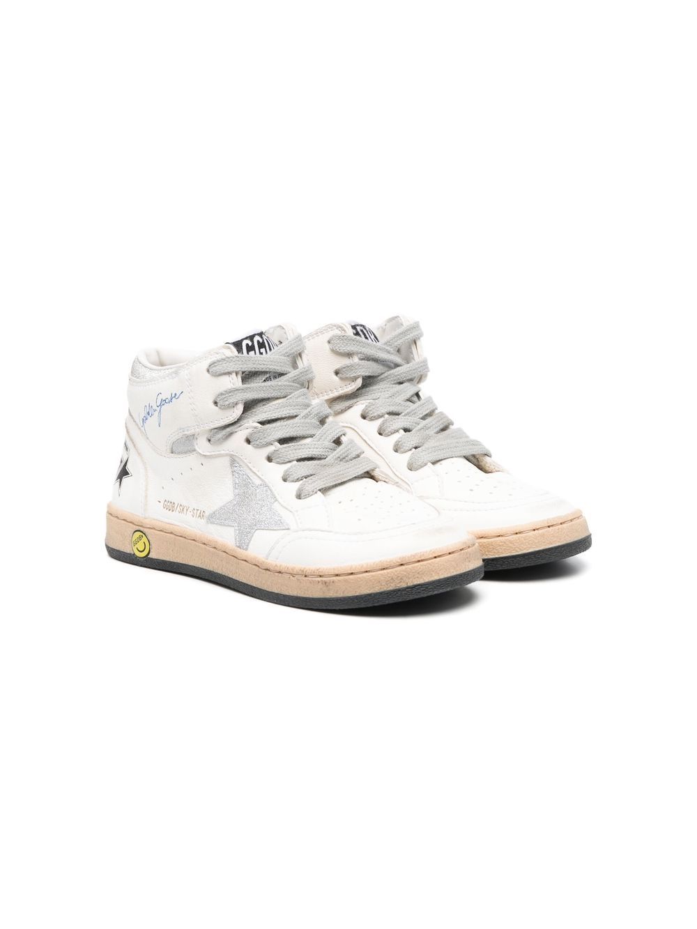 Golden Goose Kids 高帮系带运动鞋 - 白色