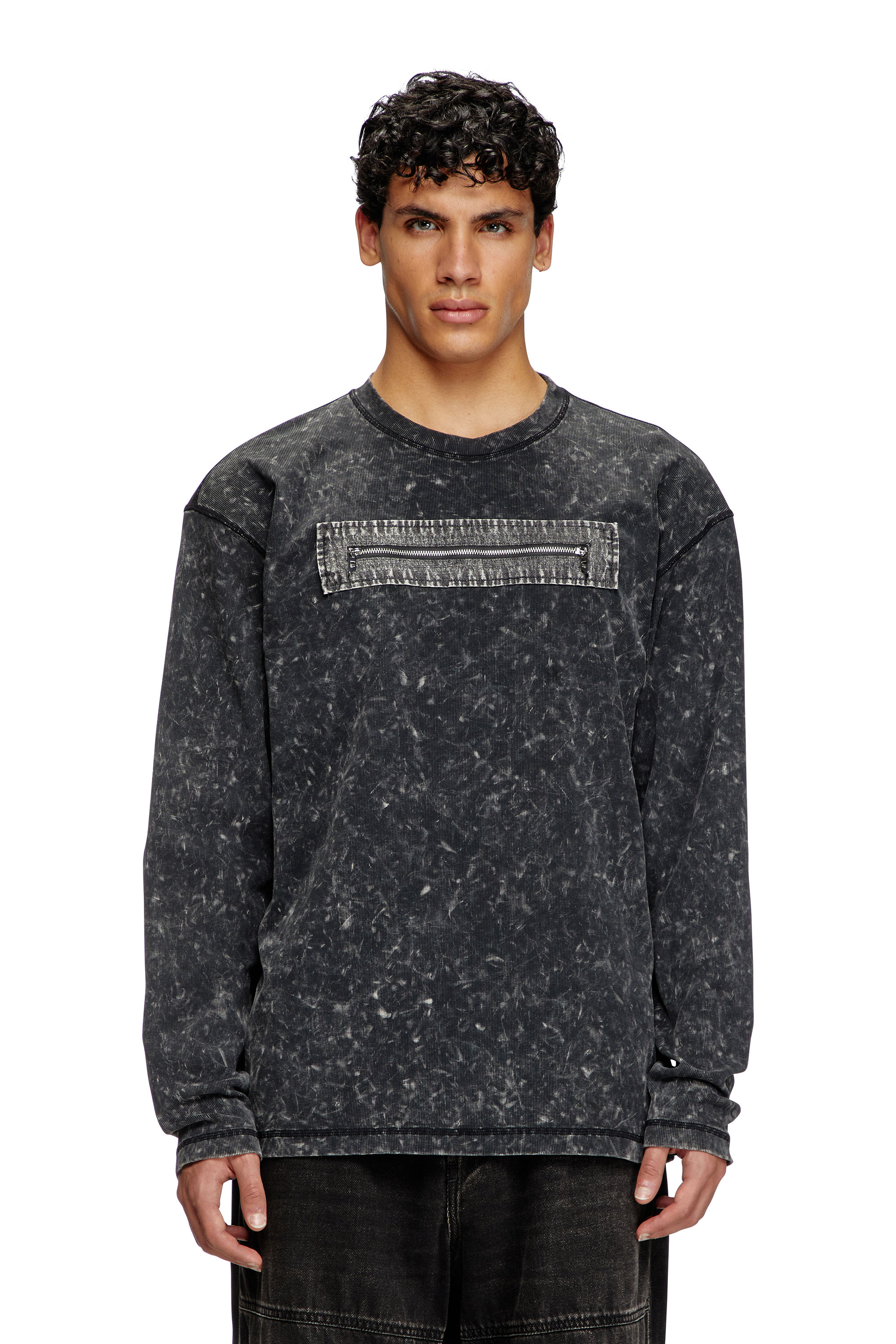 Diesel - Marble-effect top with zipped cu-outs - T-Shirts - Man - Black