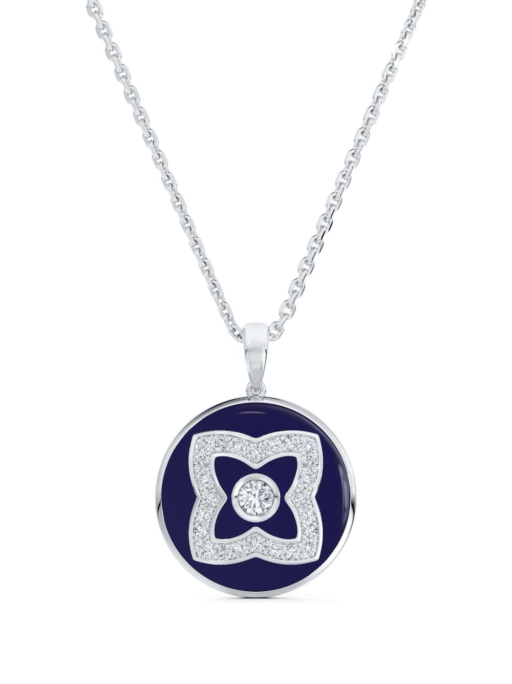 De Beers Jewellers Enchanted Lotus 18K白金钻石珐琅项链 - 蓝色
