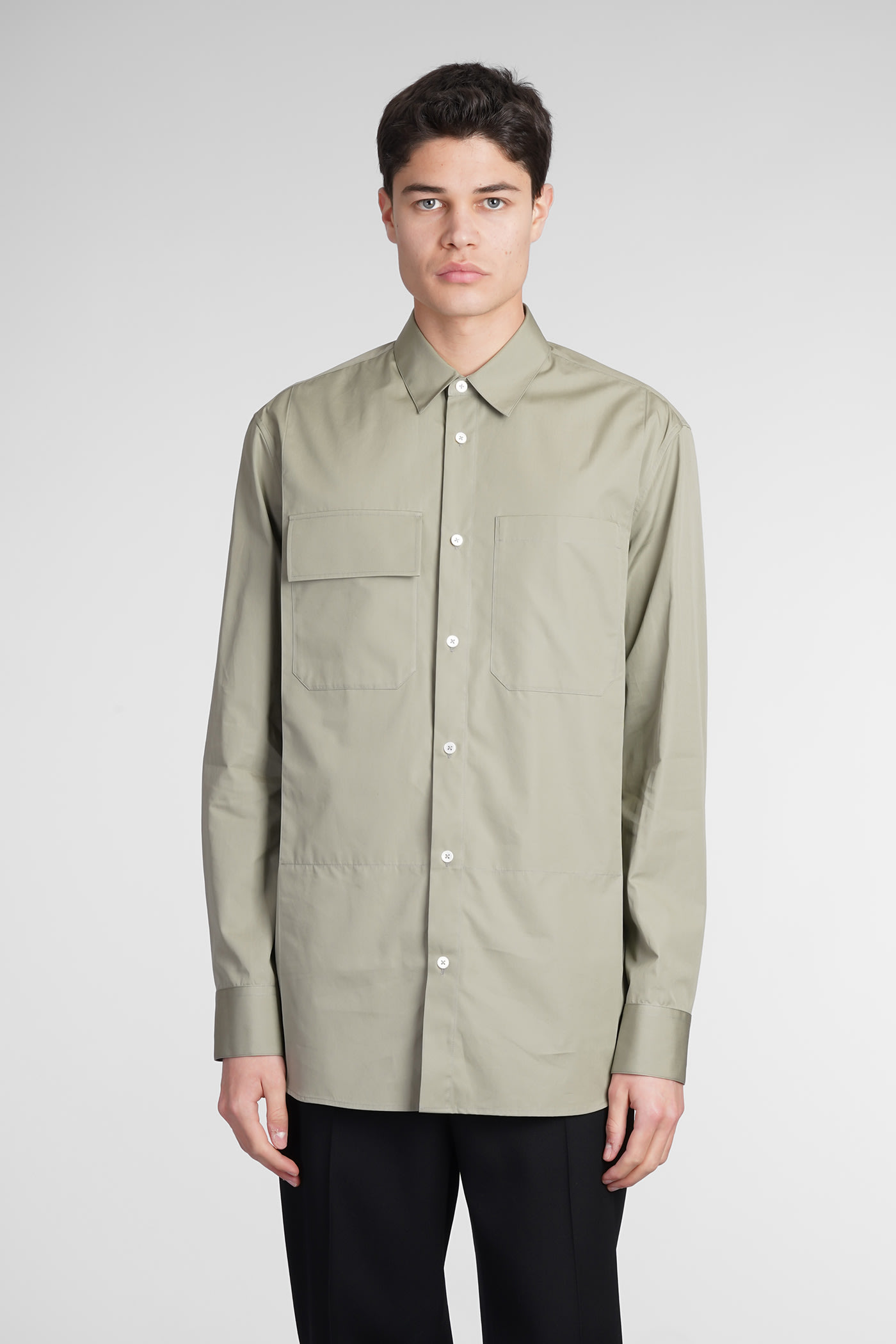 Jil Sander 卡其色棉质衬衫