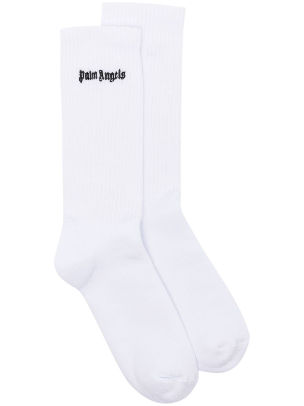 Palm Angels logo刺绣罗纹针织袜 - 白色