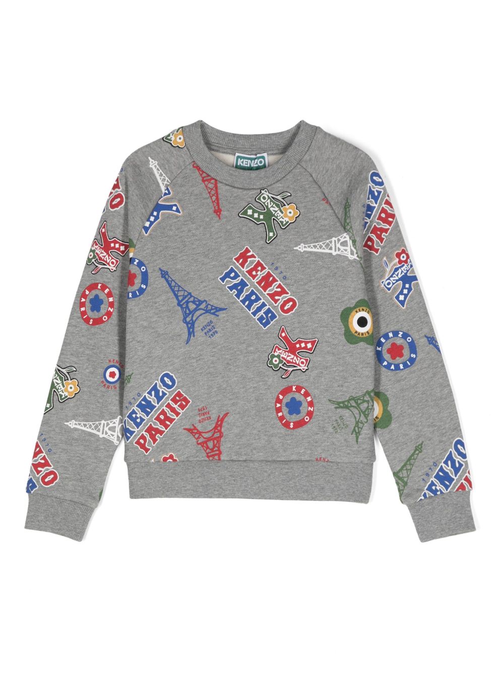 Kenzo Kids logo印花棉卫衣 - 灰色