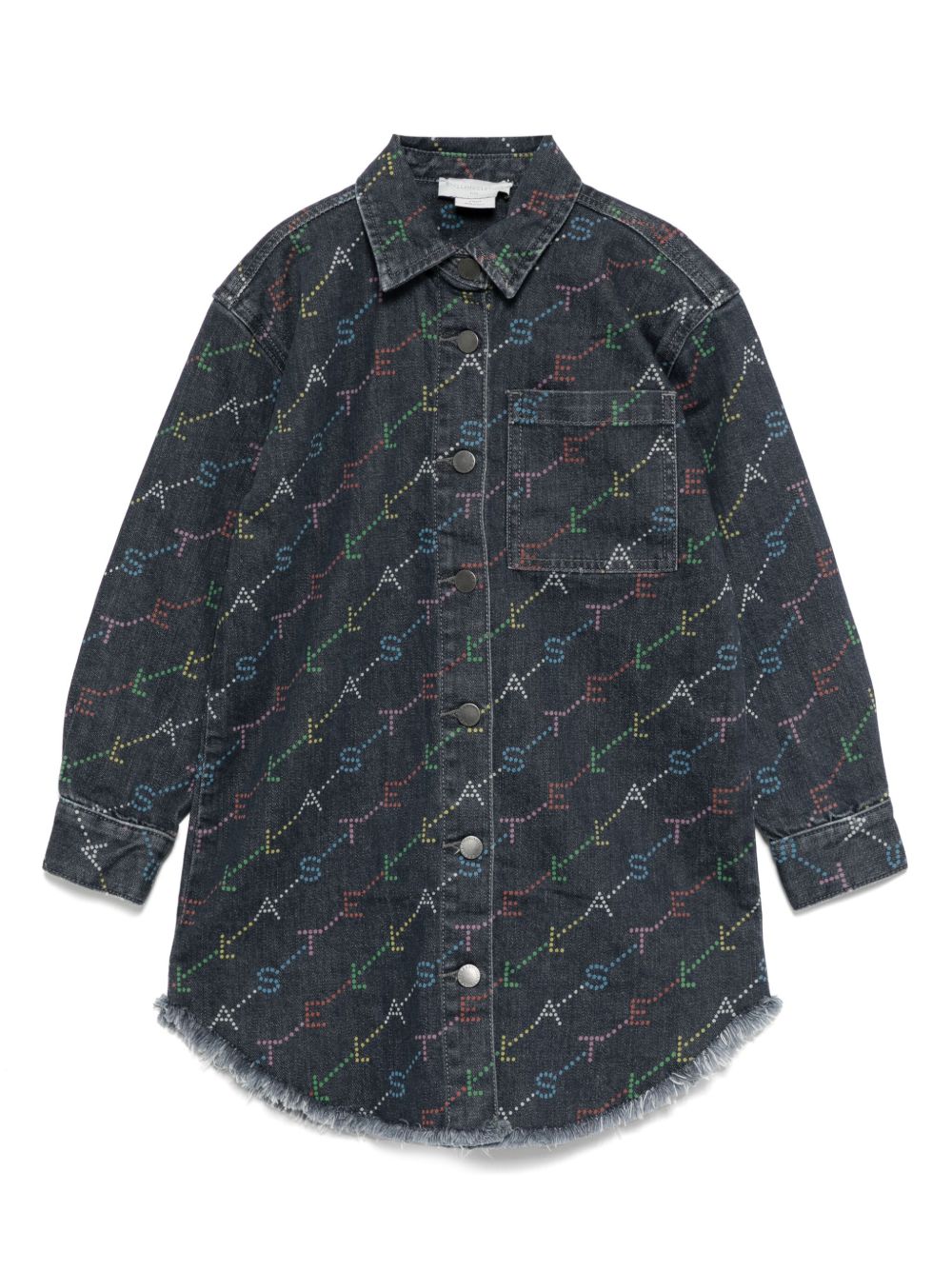 Stella McCartney Kids logo印花牛仔连衣裙 - 蓝色