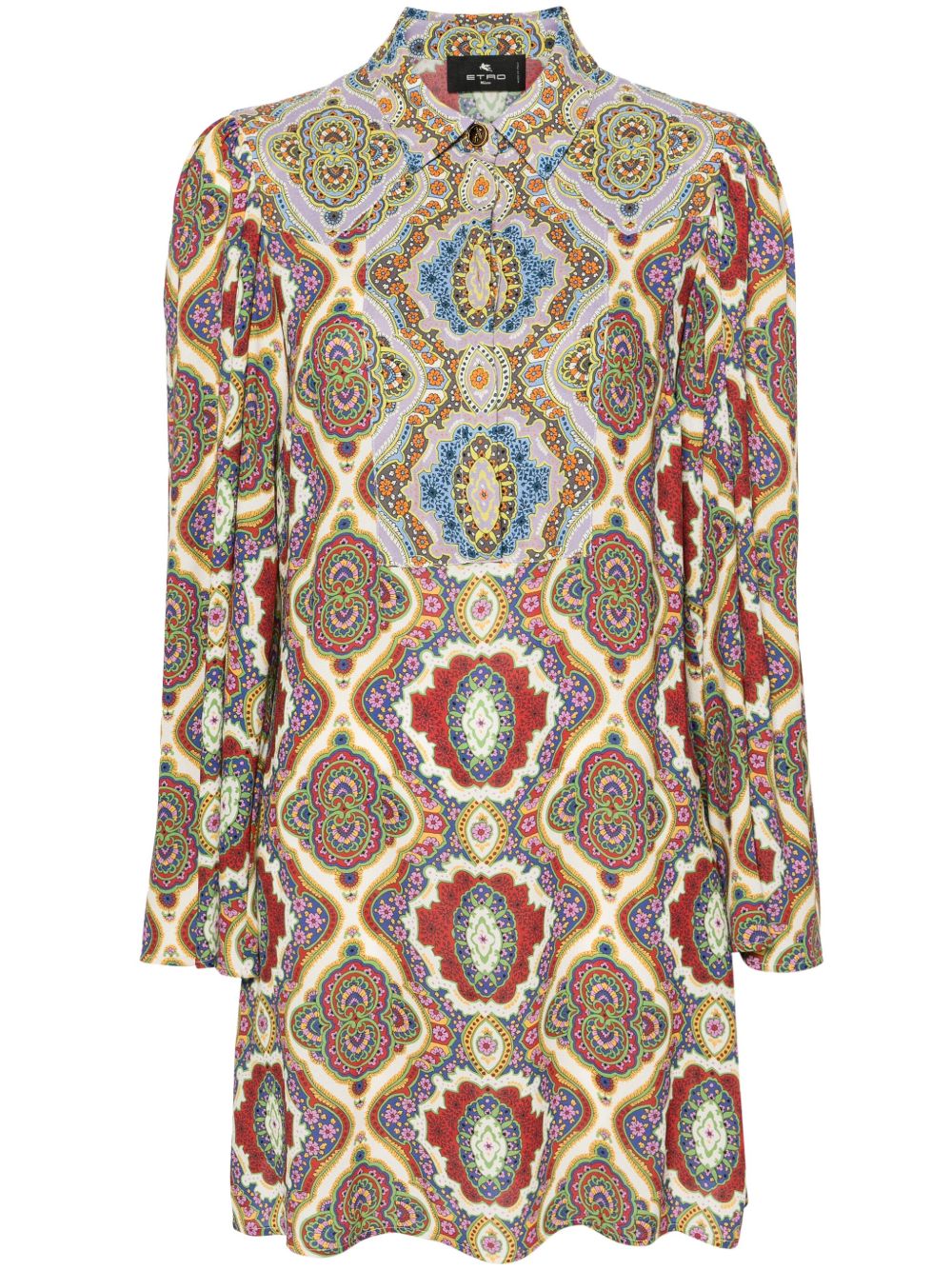 ETRO 图案印花卡迪衬衫裙 - 紫色