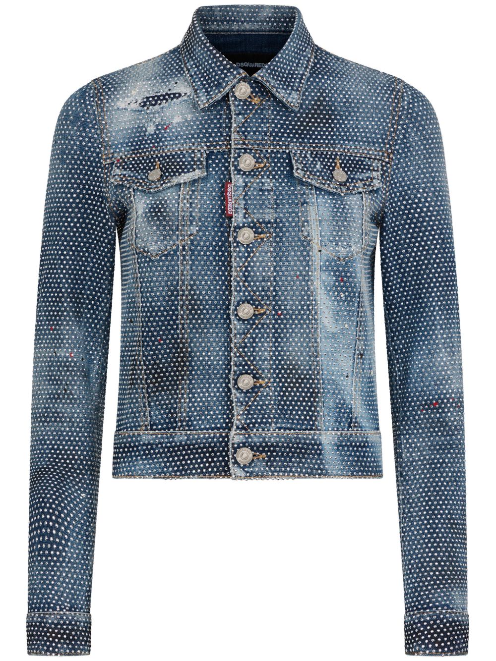 DSQUARED2 晶饰牛仔夹克 - 蓝色