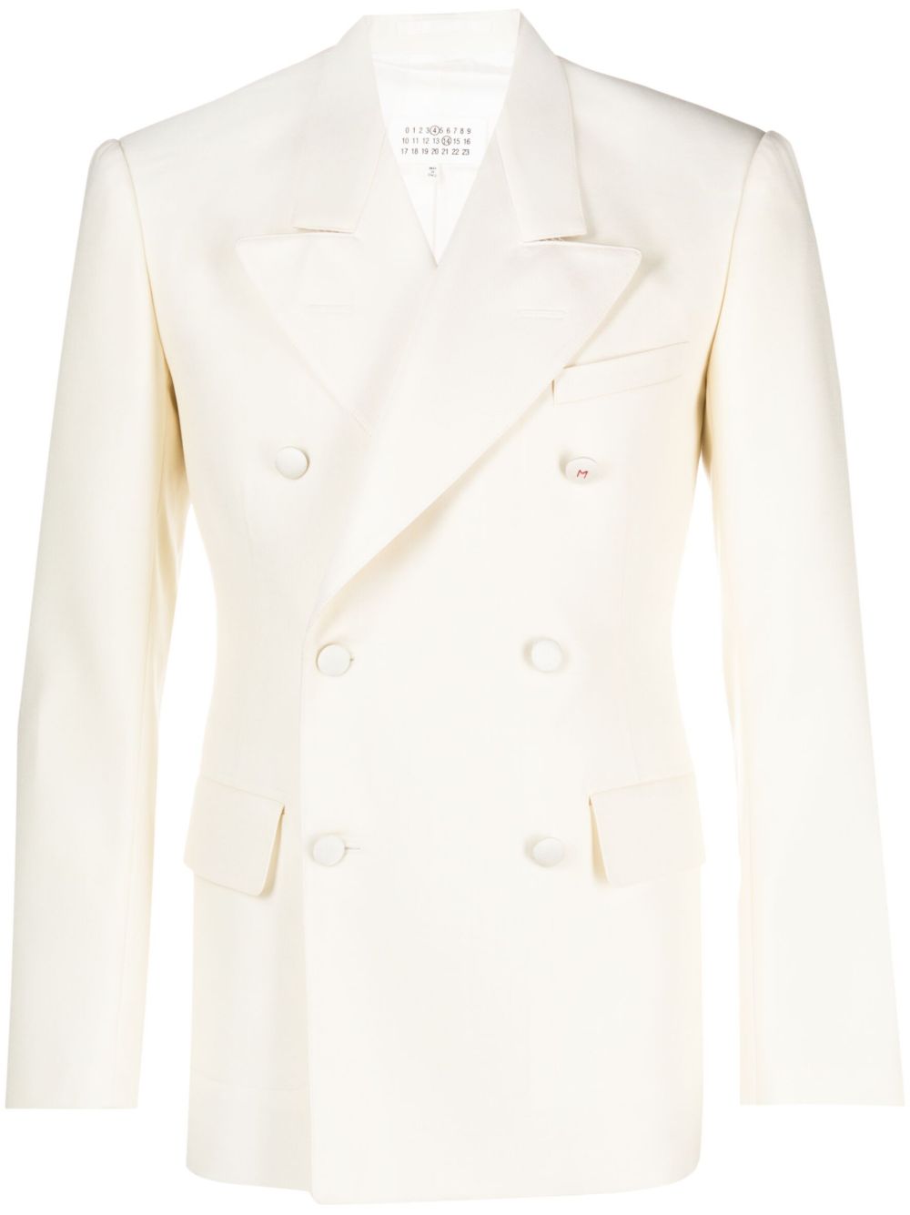 Maison Margiela 双排扣马海毛真丝混纺西装夹克 - 中性色