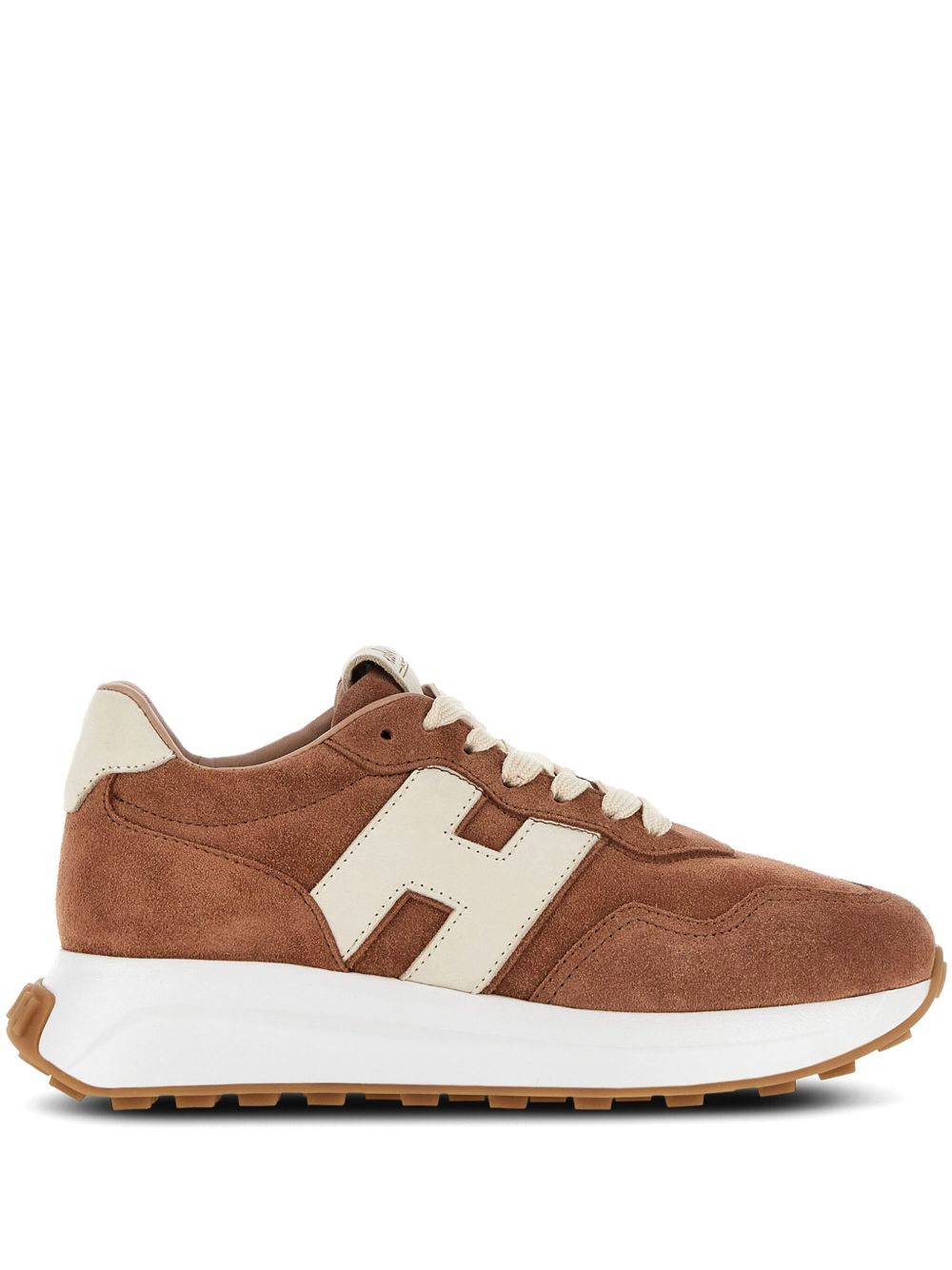 Hogan H641 拼接系带运动鞋 - 褐色