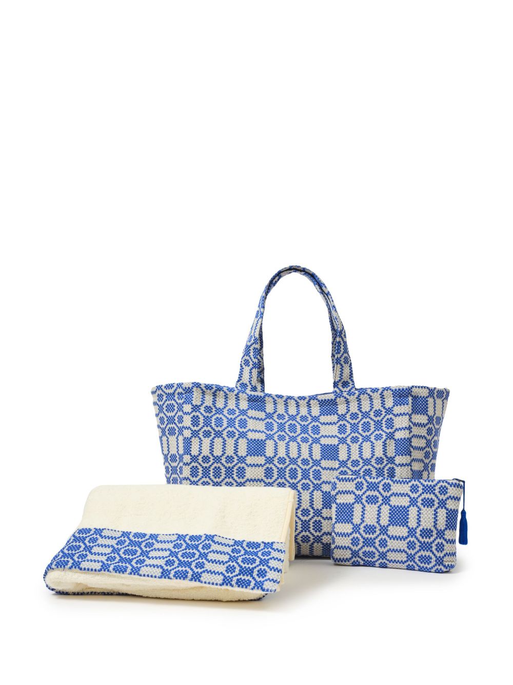 Cabana Lecce geometric-print beach set - 蓝色
