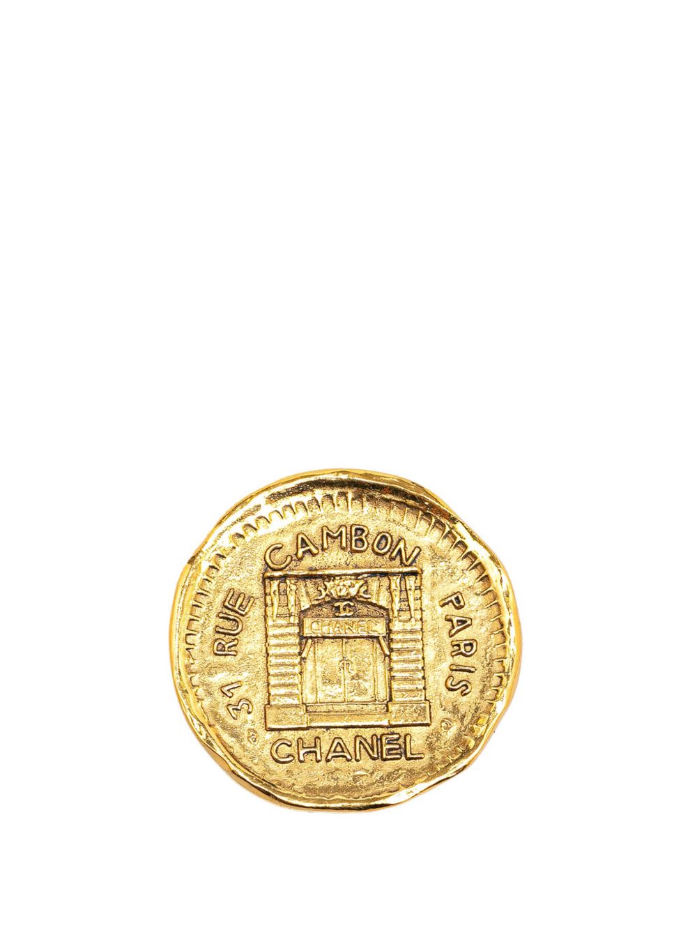 CHANEL Pre-Owned 镀金 31 Rue Cambon 装饰胸针（1970-1980年典藏款） - 金色