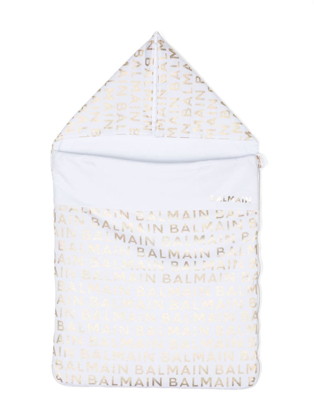 Balmain Kids logo印花棉睡袋 - 白色