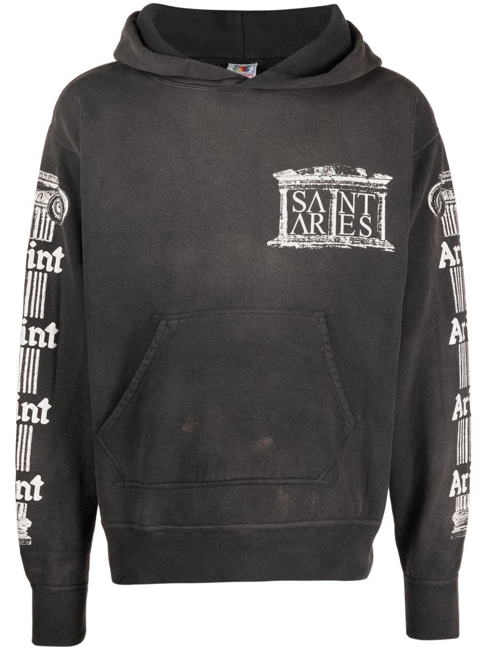 SAINT MXXXXXX logo印花棉连帽衫 - 灰色