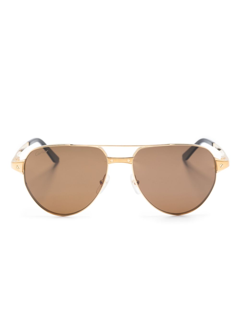 Cartier Eyewear CT0425S 飞行员镜框太阳眼镜 - 金色