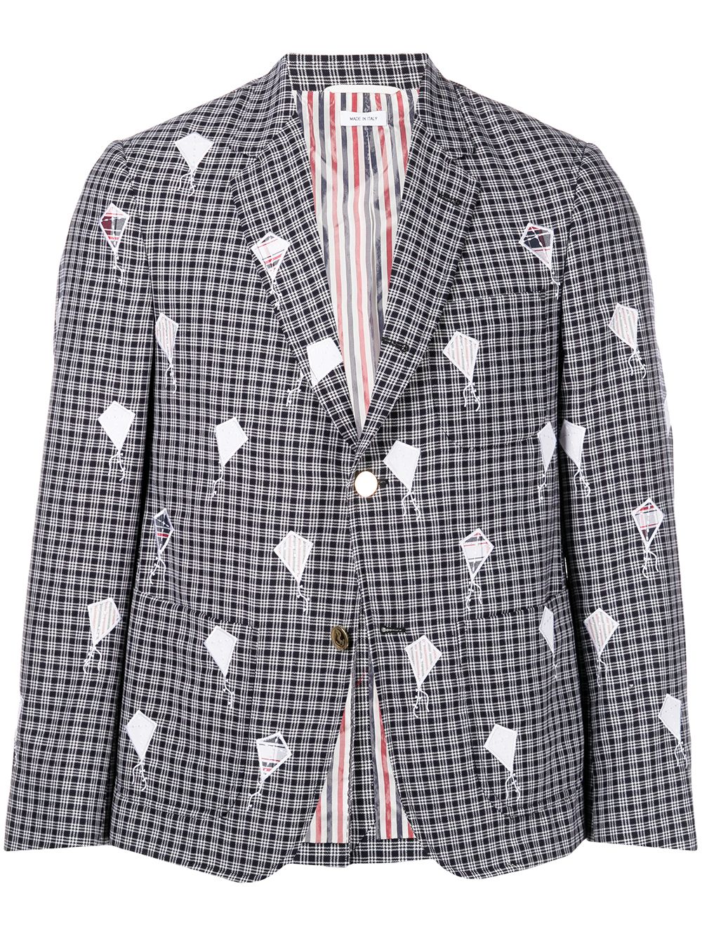 Thom Browne 拼接风筝刺绣西装夹克 - 蓝色