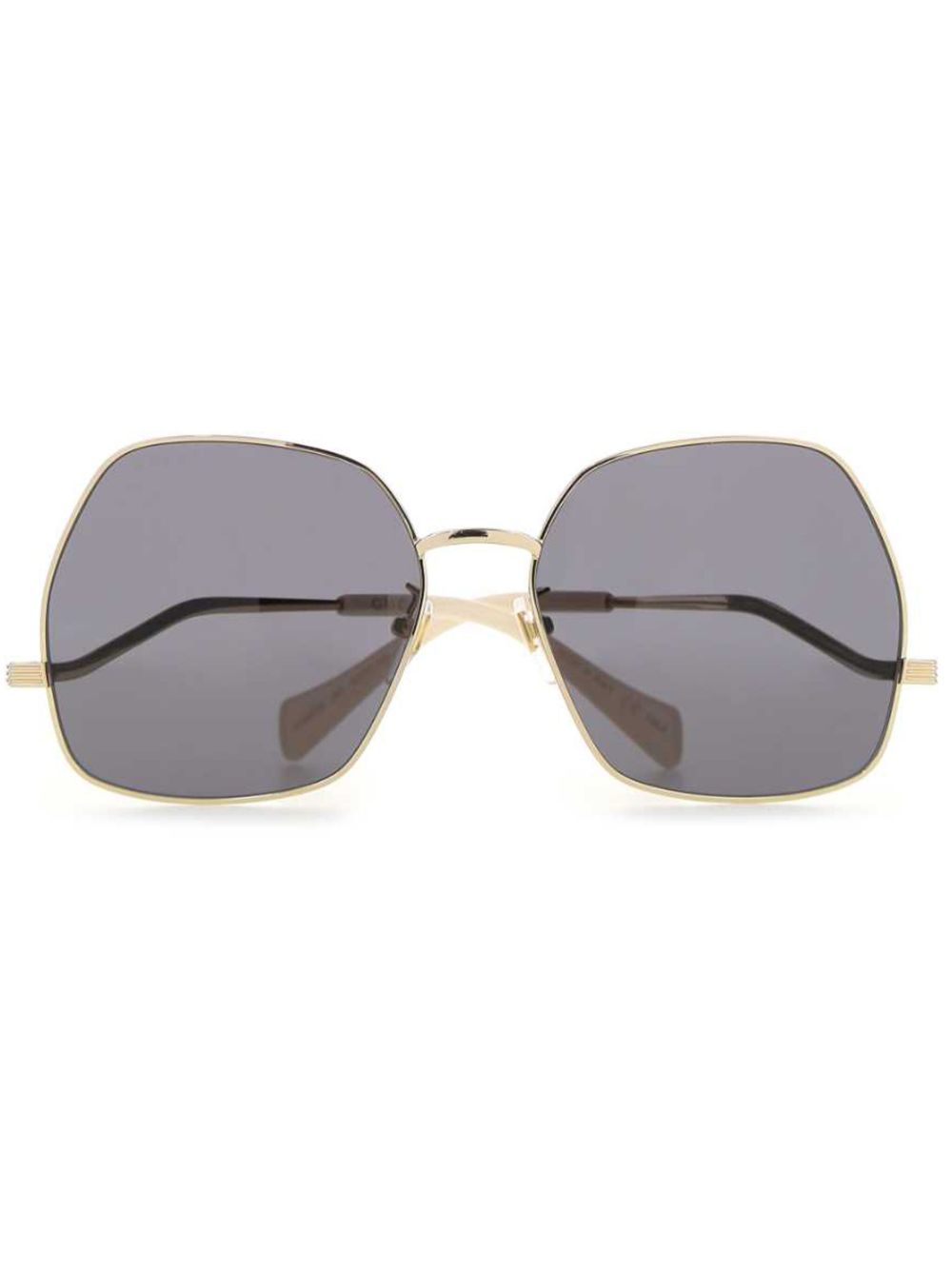 Gucci Eyewear 超大几何形镜框太阳眼镜 - 金色