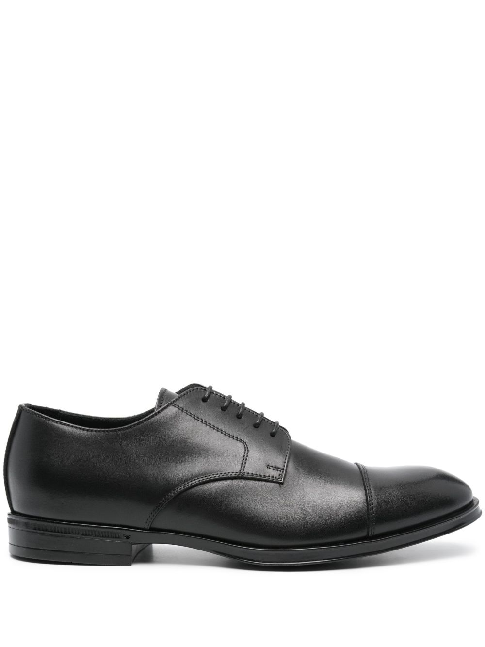 Canali 系带皮质德比鞋 - 黑色