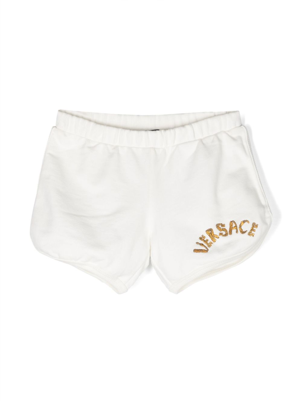 Versace Kids logo刺绣迷你短裤 - 白色