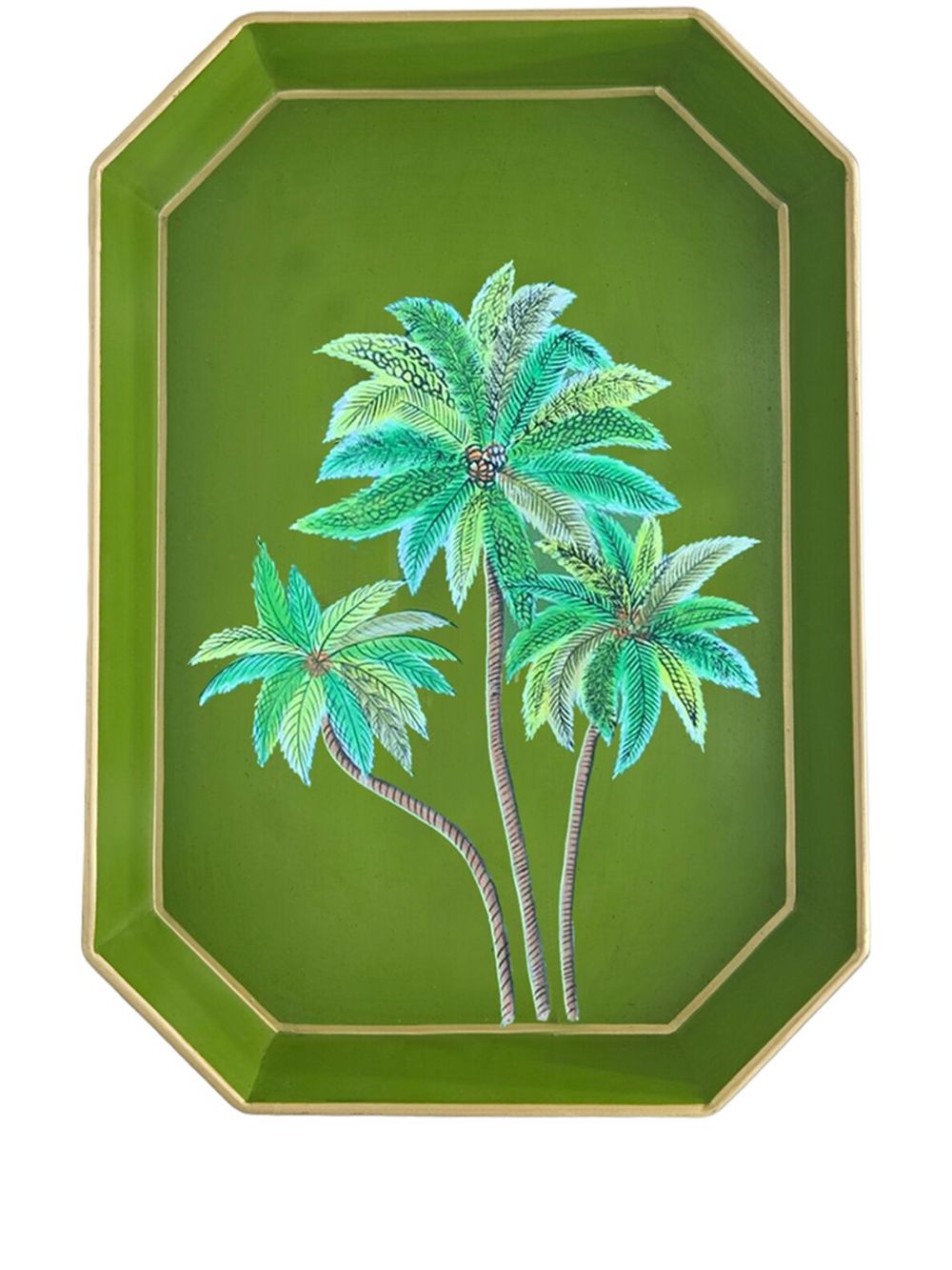 Les-Ottomans Palms 装饰性金属托盘（43厘米 x 30厘米） - 绿色