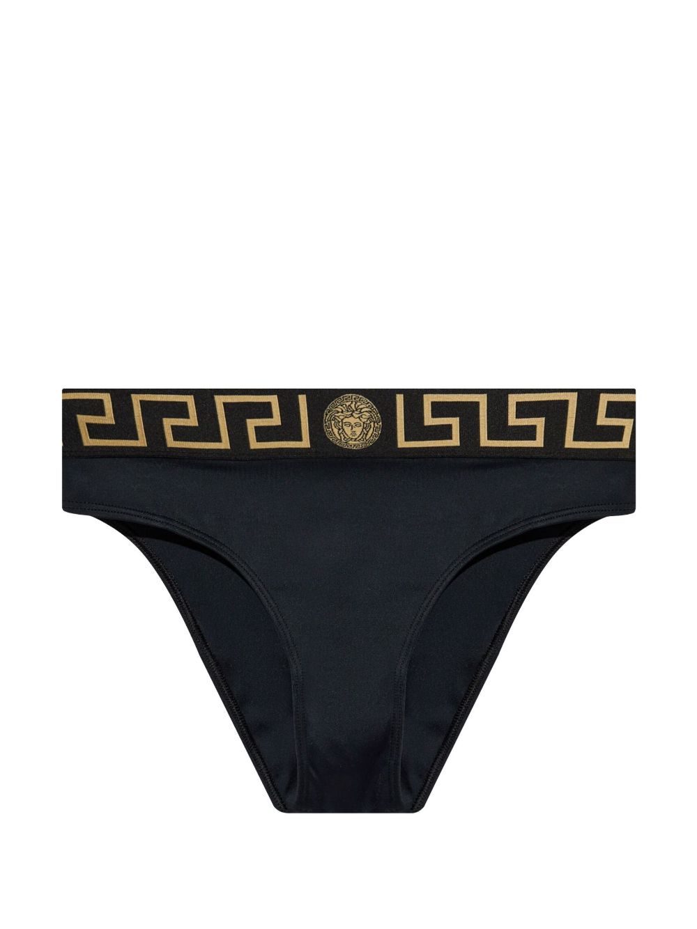 Versace logo裤腰比基尼三角裤 - 黑色