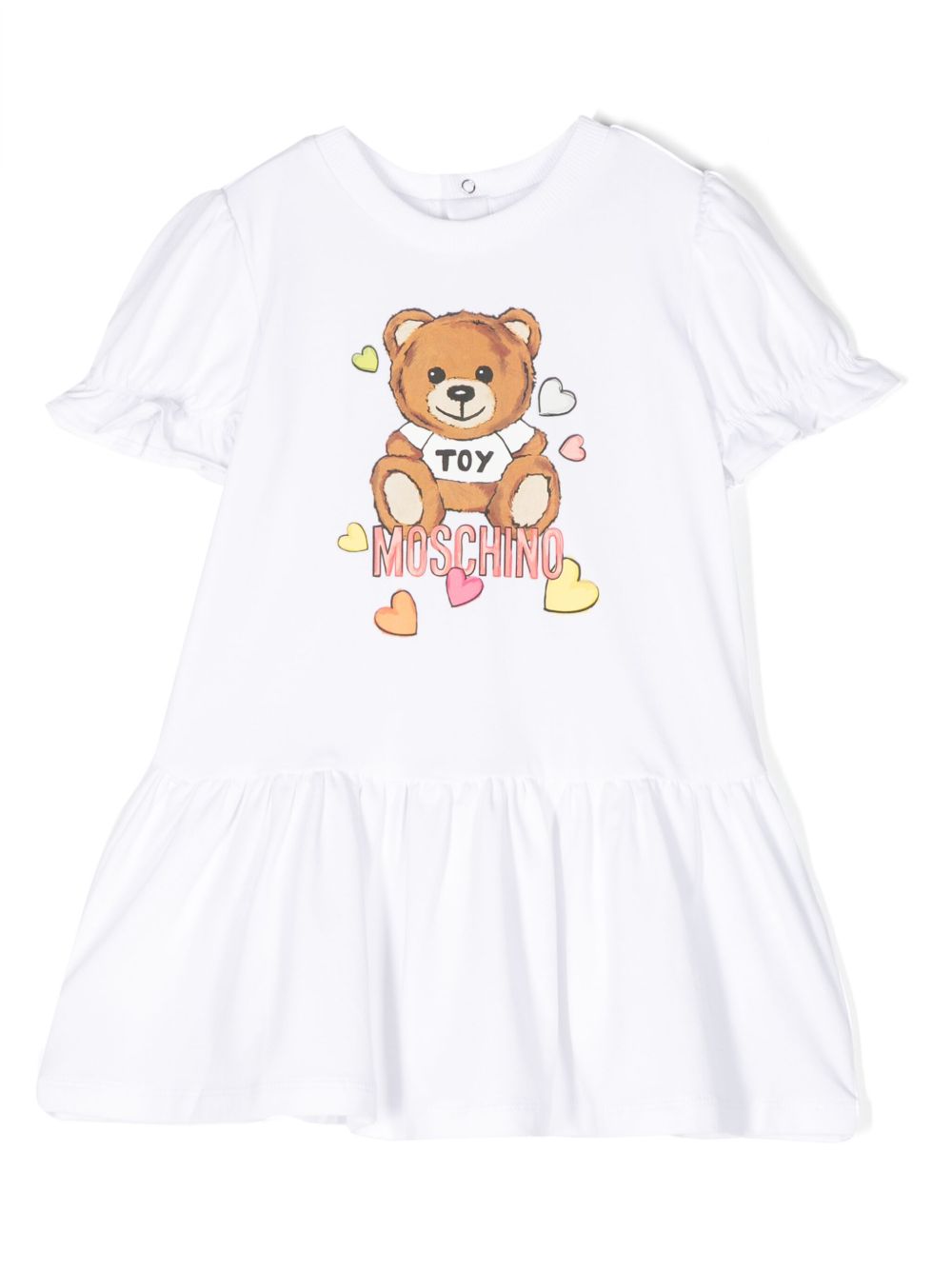Moschino Kids Teddy Bear 印花连衣裙 - 白色
