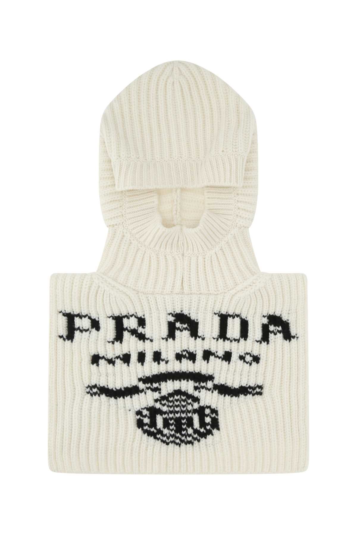 Prada Ivory Cashmere Balaclava