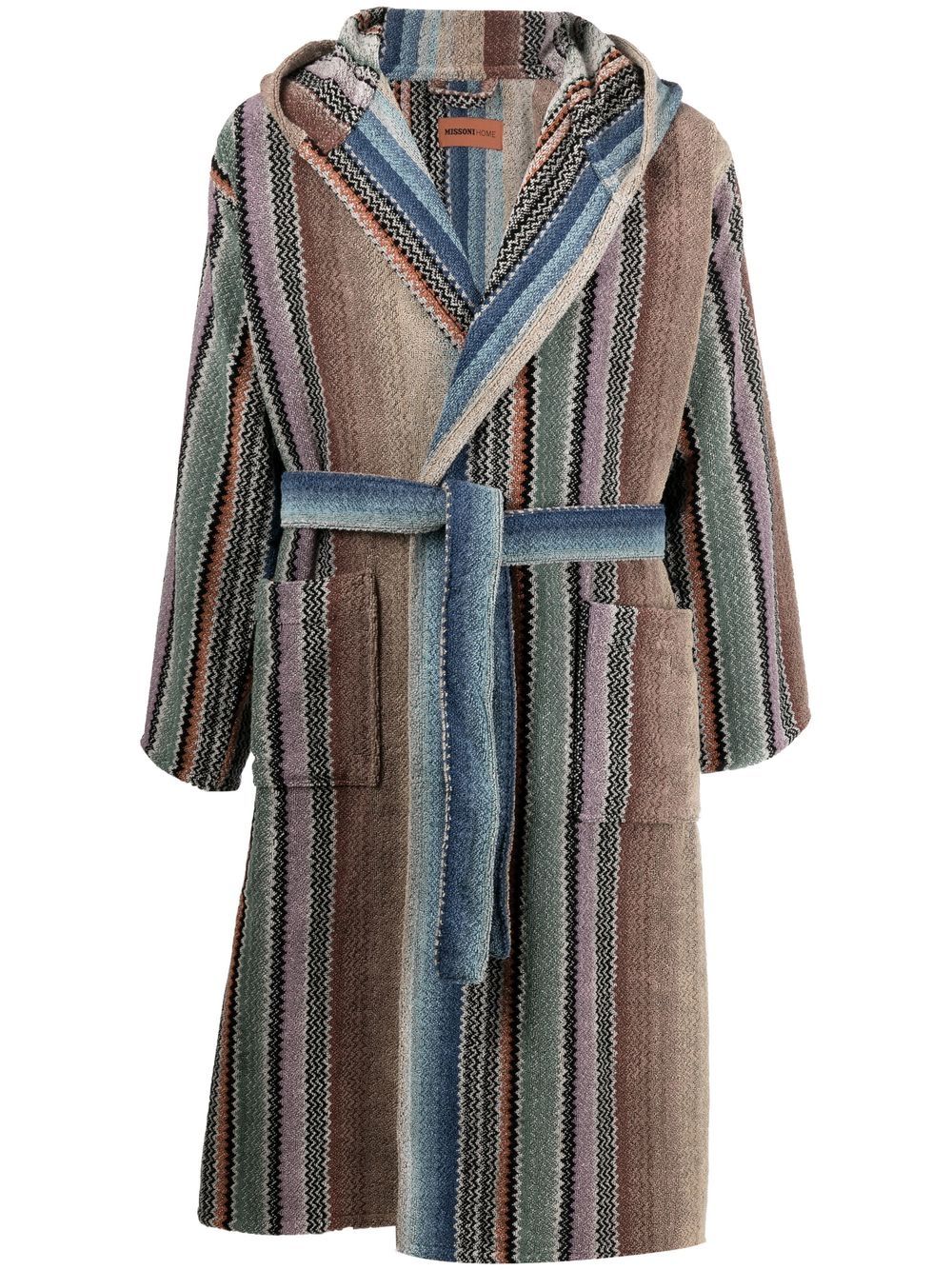 Missoni Home Archie 直条纹束腰浴袍 - 中性色