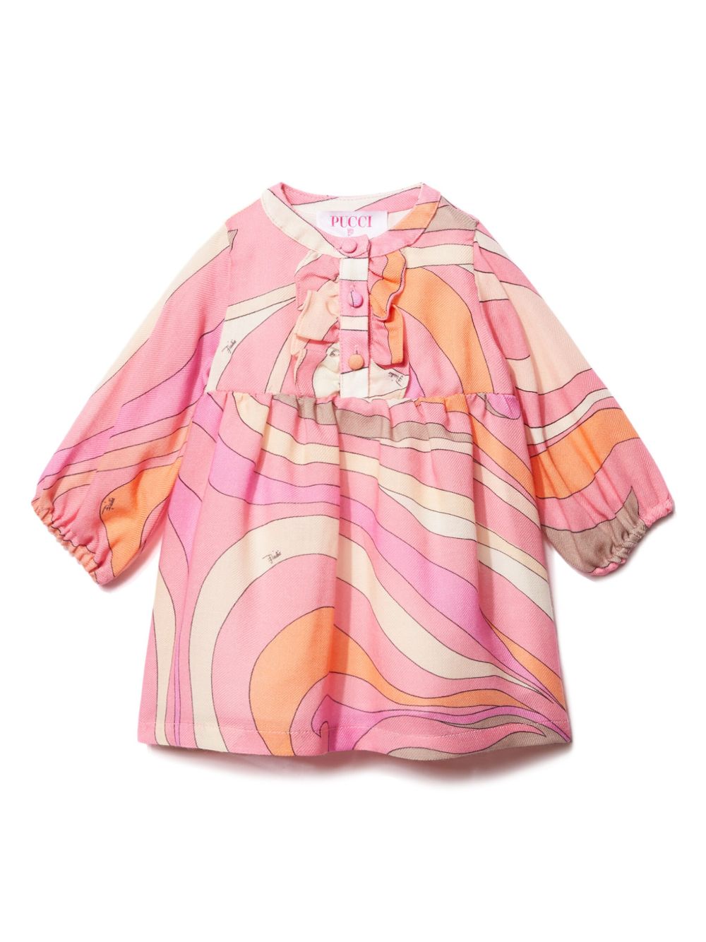 PUCCI Junior Marmo 印花羊毛连衣裙 - 粉色