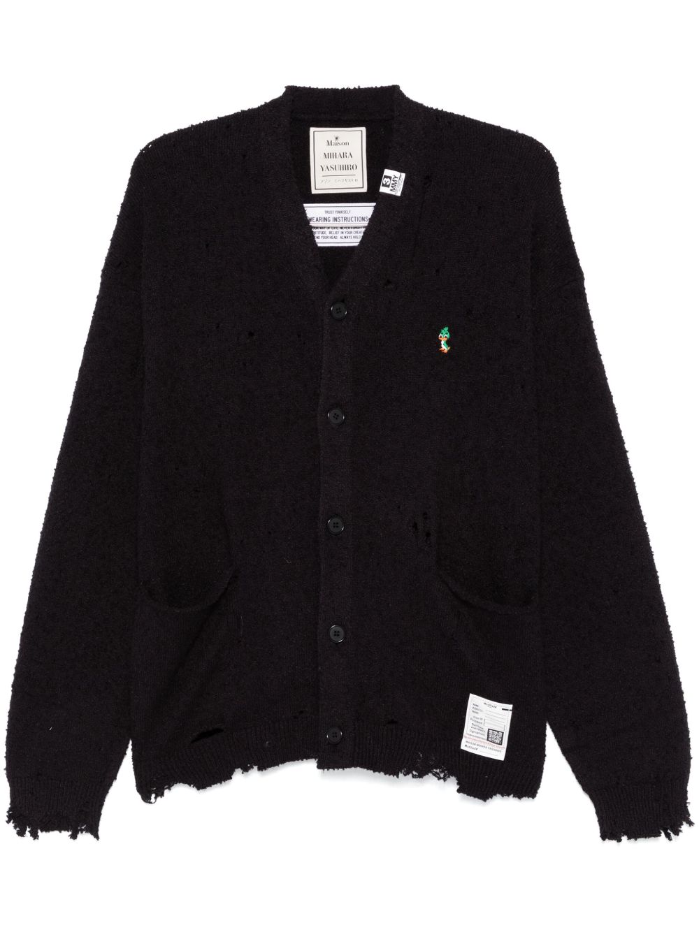 Maison MIHARA YASUHIRO 仿旧开衫 - 黑色