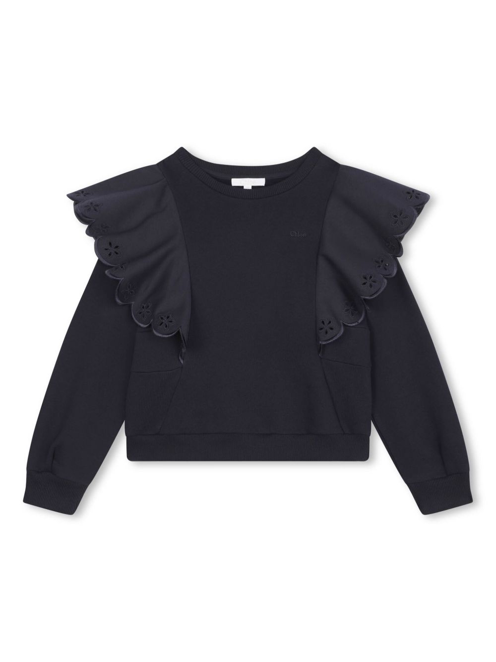 Chloé Kids 荷叶边棉卫衣 - 蓝色