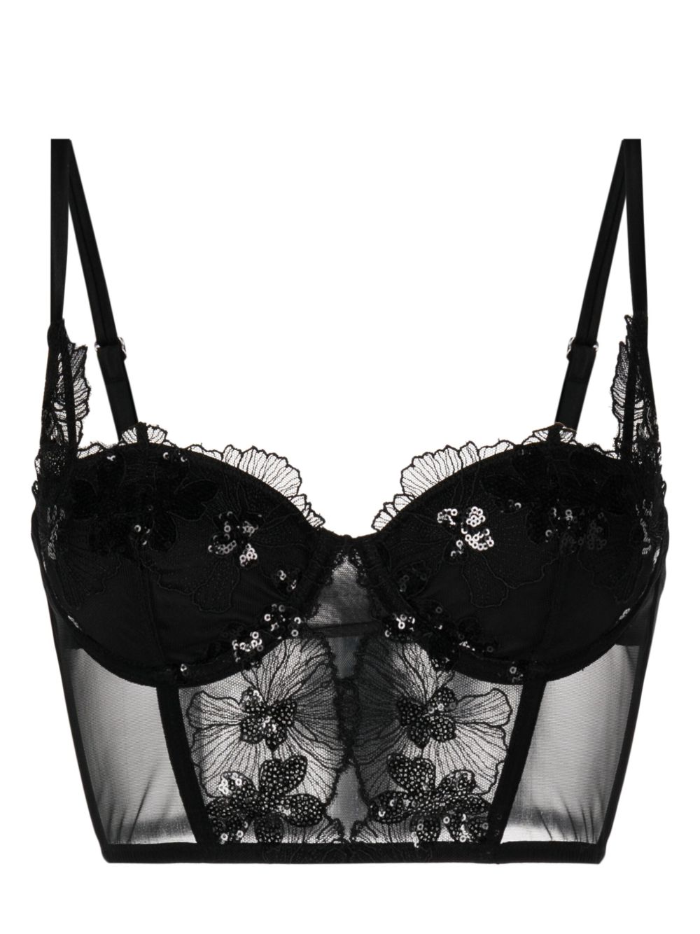 Fleur Du Mal Sequin Violet 亮片紧胸衣式上衣 - 黑色