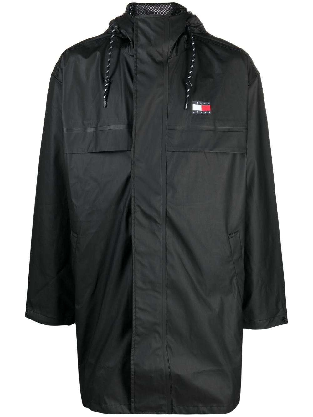 Tommy Jeans logo印花连帽雨衣 - 黑色