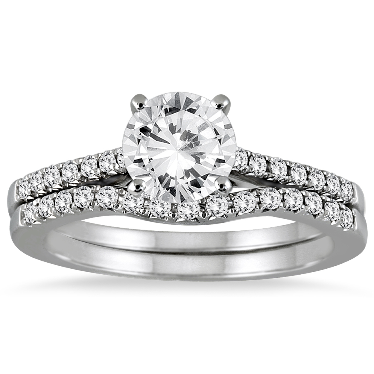 Certified 1 Carat TW Diamond Bridal Set in 14K White Gold (I-J Color, I2-I3 Clarity)